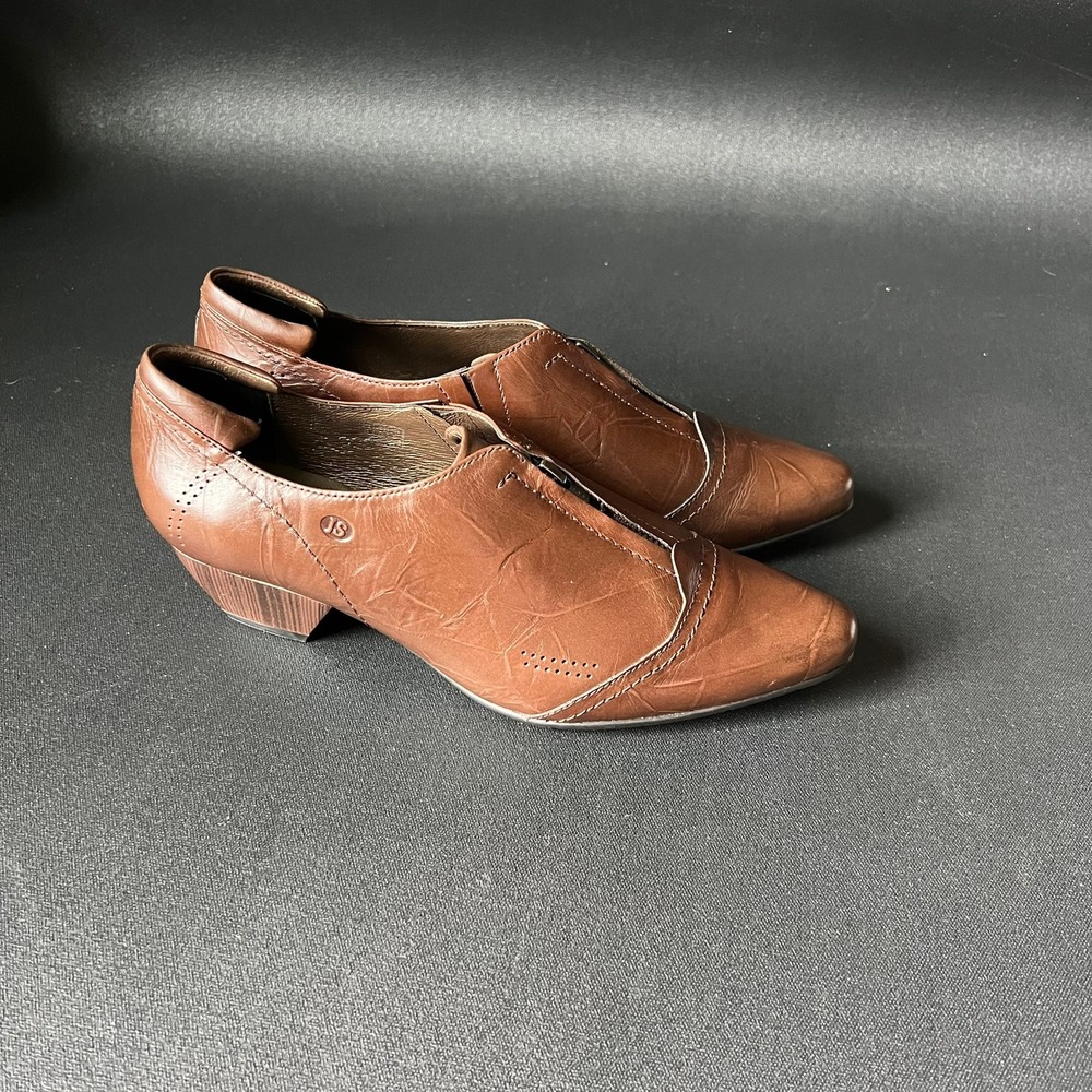 Josef Seibel Brown Leather Block Heel Booties 40 US 9.5  Comfort Shoes Academia